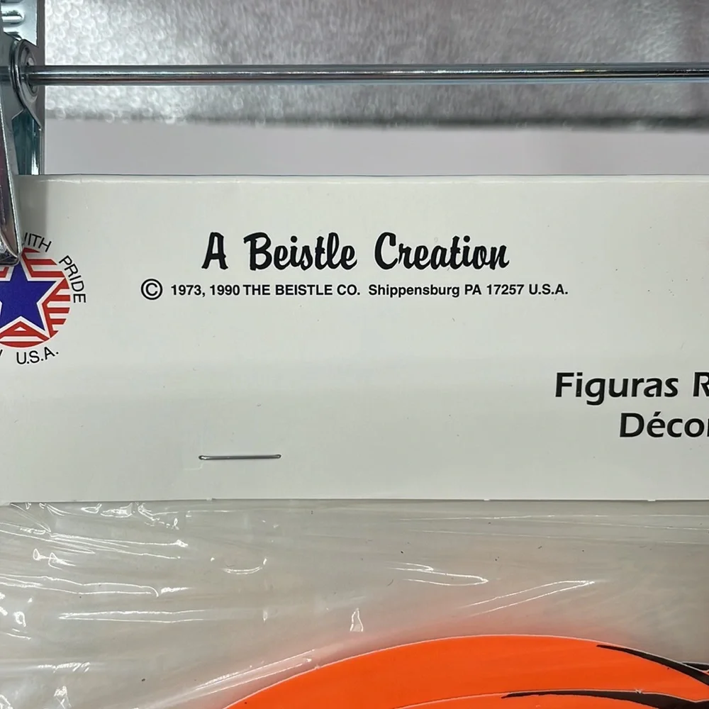 Vintage 90’s sealed Beistle 4 pc neon pumpkin double sided classroom decorations